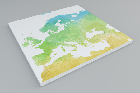 Drawn map showing Europe, Mediterranean, Africa, Middle Eastの写真素材