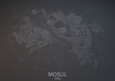 Satellite View of Mosul, Iraq, 3d sectionの写真素材
