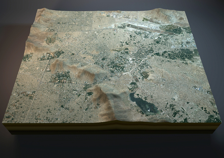 Map of Kabul, Afghanistan, satellite view, map in 3dの写真素材
