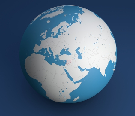 Planisphere map globe, Syria, Middle East, Europe, Africa and Asiaの写真素材