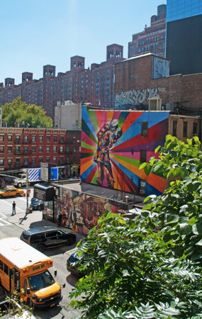 New York, murals seen from the High Lineのeditorial素材