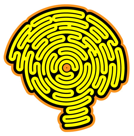 Brain-shaped maze, inside a head in profile, side viewのイラスト素材