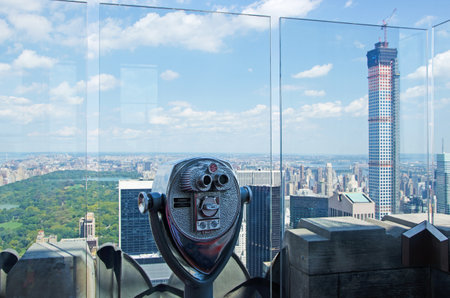 New York skyline and Top of the Rock binocular on September 16, 2014のeditorial素材