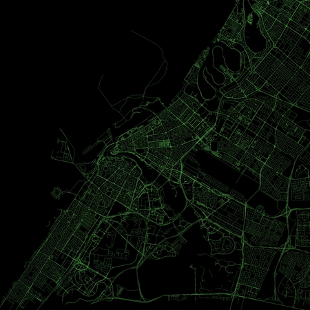 Map of Dubai, satellite view, streets and highways, United Arab Emiratesの写真素材