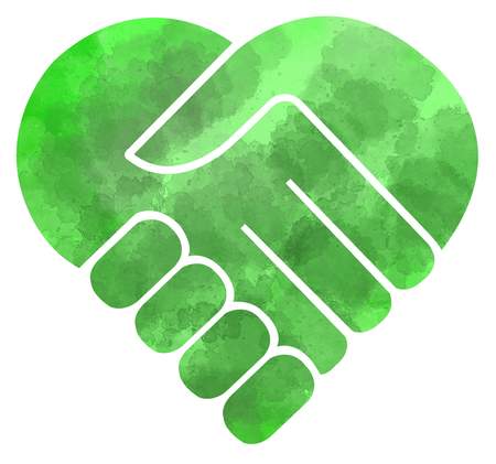Handshake, heart-shaped, hand drawn, natureの写真素材