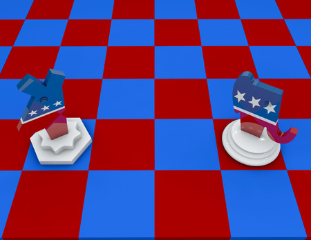 Republican and democratic symbol in the shape of chess piece, US presidential electionsの写真素材