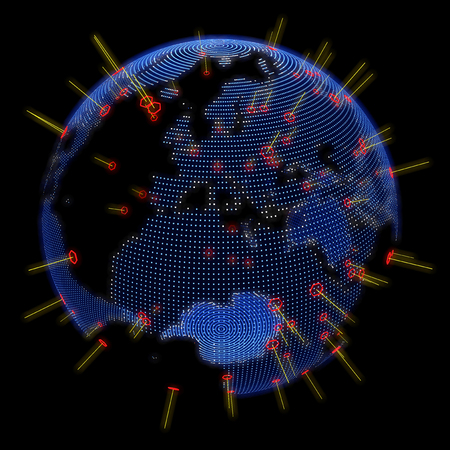 Abstract world globe, hologram, particle world mapの写真素材