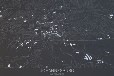 Johannesburg map, satellite view, city, South Africaの写真素材
