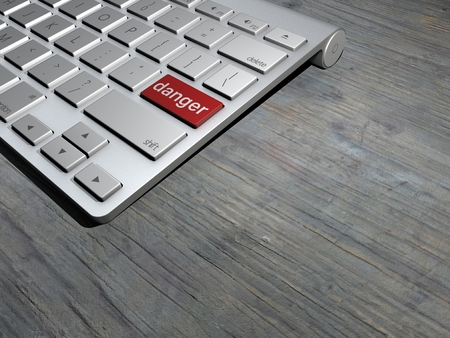 Keyboard button, danger on the web, internet search could be dangerous. 3d renderingの写真素材