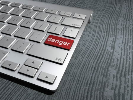 Keyboard button, danger on the web, internet search could be dangerous. 3d renderingの写真素材
