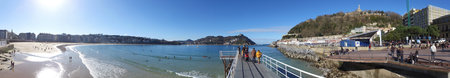 Donostia-San Sebastian, Basque Country, City, Spain. The beach of La Concha from the pier, panoramic view. 28/01/2017のeditorial素材