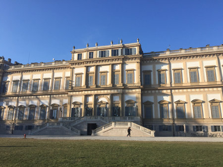 Villa Reale, Monza, Italy. 15/01/2017. Royal gardens and park of Monza. Palace, neoclassical buildingのeditorial素材