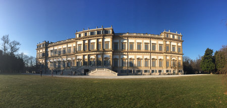 Villa Reale, Monza, Italy. 15/01/2017. Royal gardens and park of Monza. Palace, neoclassical buildingのeditorial素材
