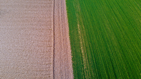Nature and landscape, Aerial view of a field cultivation at countrysideの写真素材