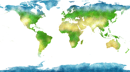 World map, hand drawn, illustrated brushstrokes, geographical map, physicalの写真素材