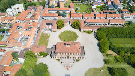 Villa Bagatti Valsecchi, villa, aerial view, eighteenth century, Italian villa, Varedo, Monza Brianza, Lombardy Italy, 16-05-2017のeditorial素材