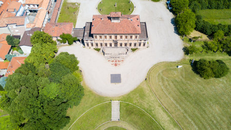 Villa Bagatti Valsecchi, villa, aerial view, eighteenth century, Italian villa, Varedo, Monza Brianza, Lombardy Italy, 16-05-2017のeditorial素材
