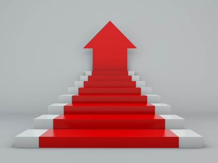 Scale arrow, stair ramp, carpet with arrow-shaped. Success in workの写真素材