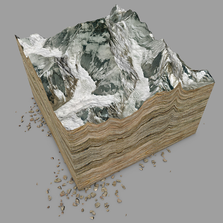 Mount Everest, relief height, mountains. 3d sectionの写真素材