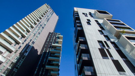 Solaria tower, Milan, Porta Nuova skyscraper residences, Italy. Milan Administrative Center. Italy's tallest residential building. View from the raised square Alvar Aaltoのeditorial素材