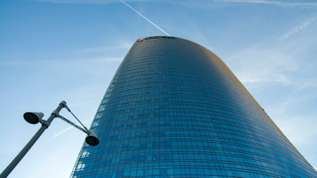 Unicredit tower, square Gae Aulenti, Milan, Italy. October 7, 2017. View of the Unicredit tower, the tallest skyscraper in Italyのeditorial素材