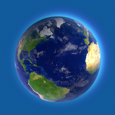 North Atlantic Ocean, the map of America, Africa and Europeの写真素材