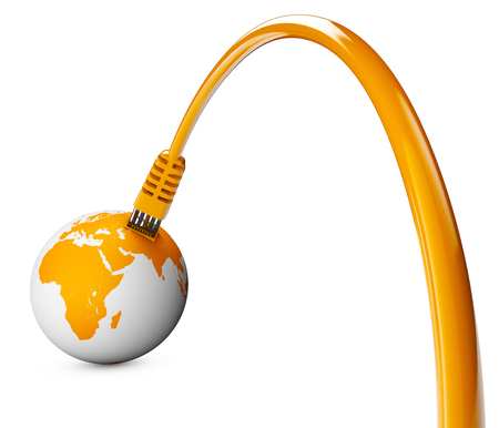 cable, internet connection, bandwidth. The world on the web. World Connections, Globeの写真素材
