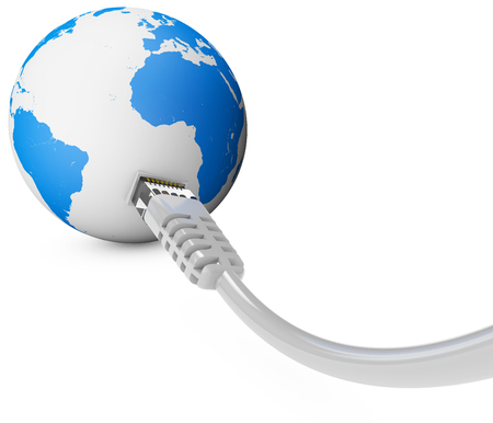 cable, internet connection, bandwidth. The world on the web. World Connections, Globeの写真素材
