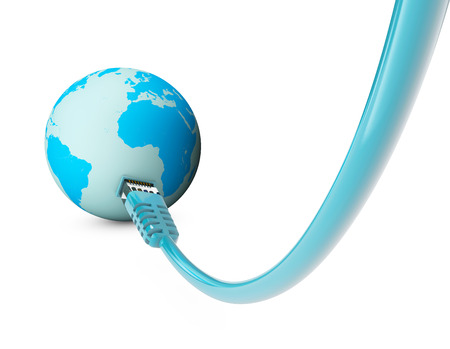 cable, internet connection, bandwidth. The world on the web. World Connections, Globeの写真素材