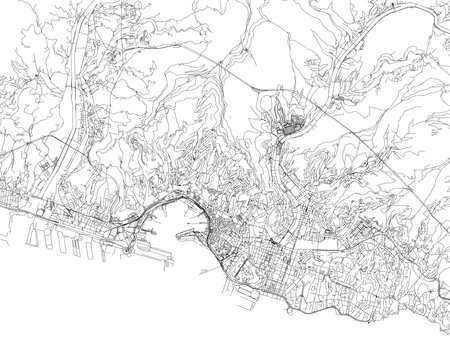 Streets of Genoa, city map, Liguria, Italy. Street mapのイラスト素材