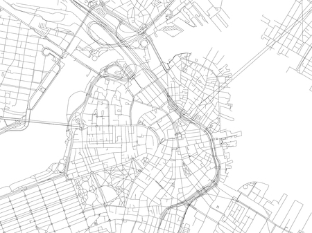 Streets of Boston, city map, Massachusetts, United States. Street mapのイラスト素材