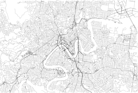 Streets of Brisbane, city map, Australia. Street mapのイラスト素材