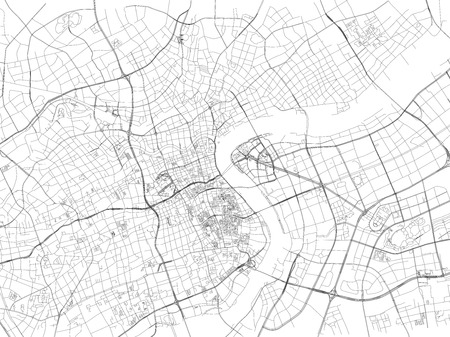 Shanghai street, City Map, China, Roadsのイラスト素材