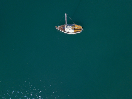 Aerial view of a harbor with moored boat. Fishing boats.の写真素材