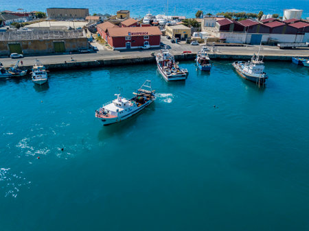 Approaching the quay, waiting to moor. Vibo Marina, Calabria, Italyのeditorial素材