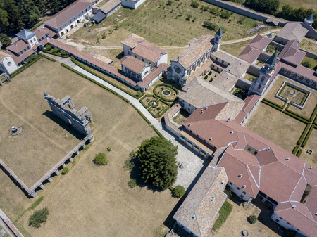 Aerial view of the Certosa of Serra San Bruno, Certosino monastery, Vibo Valentia, Calabria, Italyの写真素材