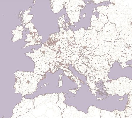 Street and political map of Europe and North Africa.のイラスト素材