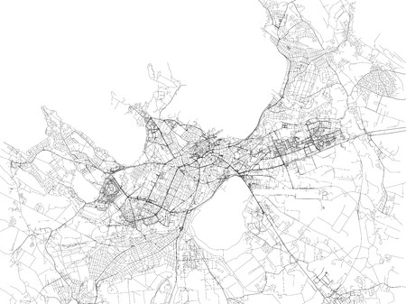 Tallinn map, satellite view, city, Estonia. Street mapのイラスト素材