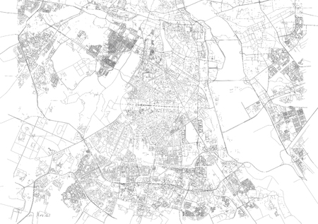 Map of New Delhi, satellite view, city, India. Streets of the city. Capitalのイラスト素材