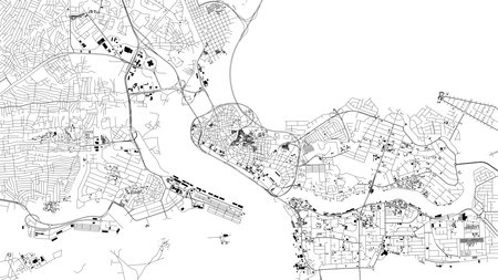 Lagos map, satellite view, city, Nigeria. Streets and house on a white backgroundのイラスト素材