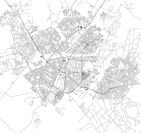 Satellite map of Gaborone, Botswana, city streets. Street map of the city centerのイラスト素材