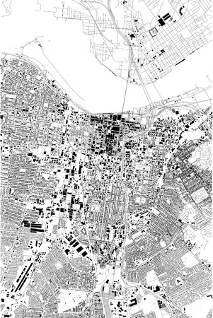 Satellite map of Louisville, Kentucky, USA, city streets. Street map and map of the city centerのイラスト素材