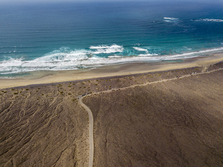Crashing on the coast. Famara Beach, Lanzarote, Canary Islands, Spain