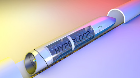 Hyperloop train. 3d section of the train and seats. Futuristic technology for low-pressure pipes. 3d...