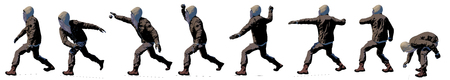 Protestor who throws a stone, rebel, terrorist, armed violence against the state. Rebellion and riot, ideological protest. Movement and guerrilla warfare. Throwing a stone, all phasesの写真素材