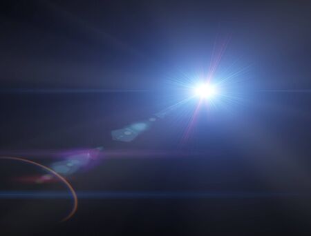 Lights and stars in the night. Lens refraction effect. Stars in the sky. Observe celestial bodies, new solar systemsの写真素材