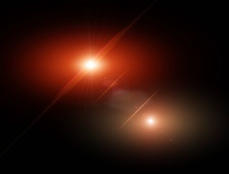 Lights and stars in the night. Lens refraction effect. Stars in the sky. Observe celestial bodies, new solar systemsの写真素材