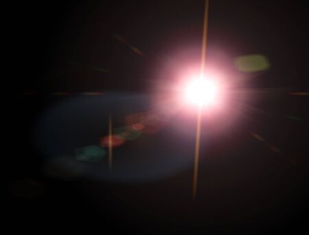 Lights and stars in the night. Lens refraction effect. Stars in the sky. Observe celestial bodies, new solar systemsの写真素材