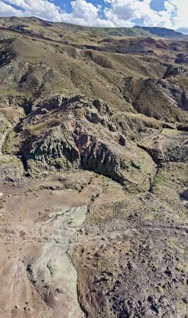 Aerial view of the plateau around Mount Ararat, mountains and breathtaking landscapes. Grazing cows. Eastern Turkey on the border with Armenia and Iranの写真素材