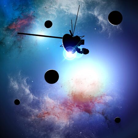 Exploration of new worlds, space and universe, new galaxies. Planets in backlight. Solar system....